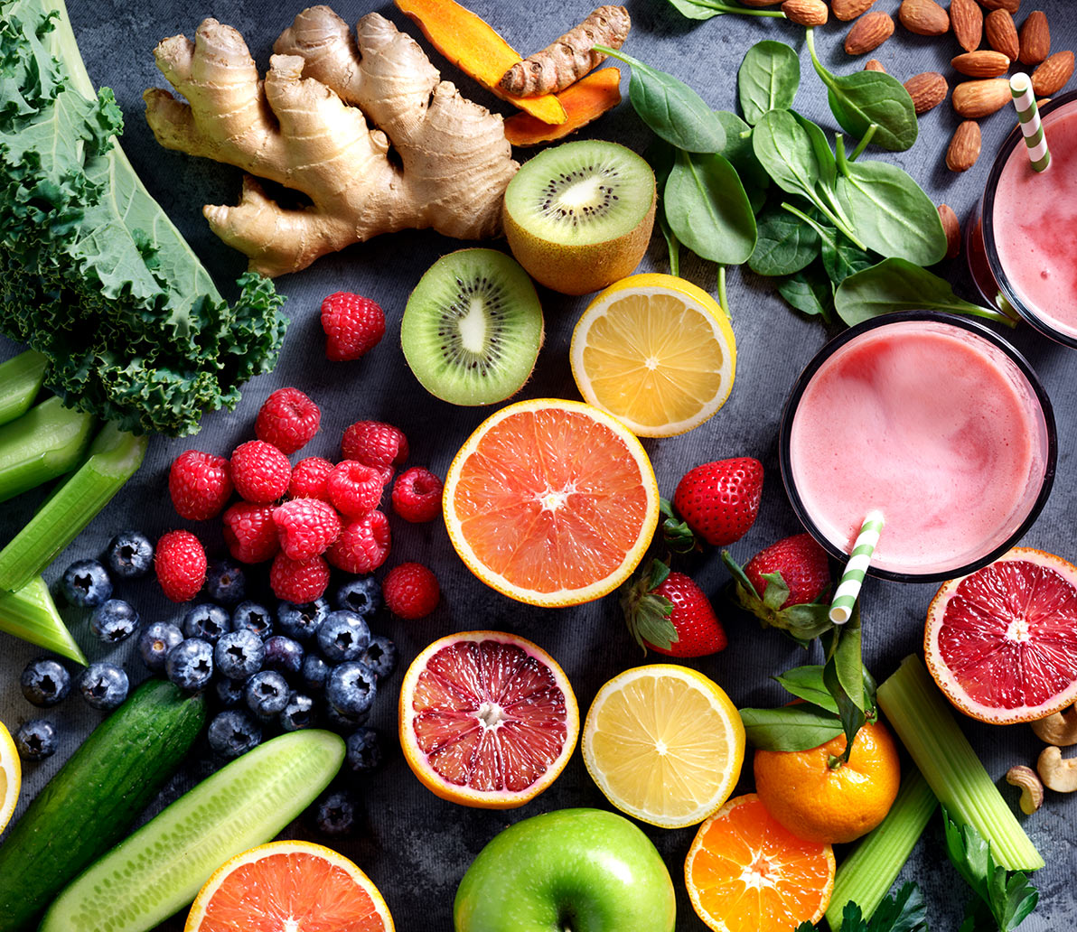 Assorted fruit smoothies