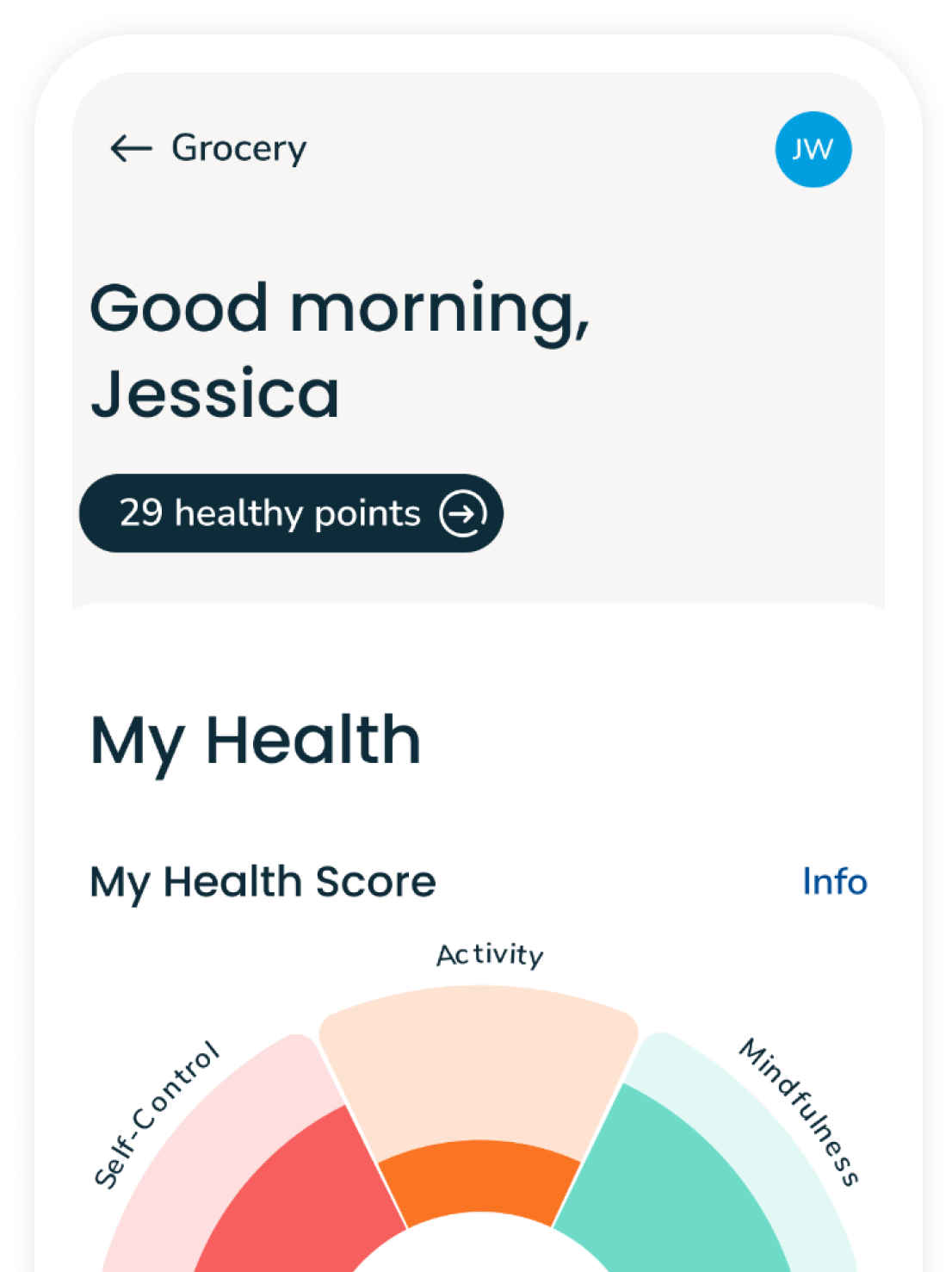 Mobile app screen showing My Health information from the Health app